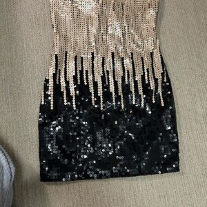 Bebe Gold and Black Sequin Skirt